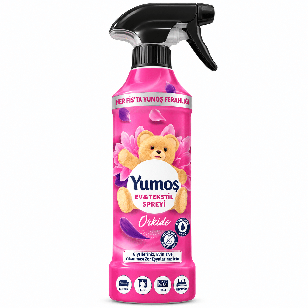 9824421c-b08a-435b-b87a-a26ecc6ffbb4 اسپری خوشبوکننده لباس و منسوجات یوموش Yumoş Orkide رایحه ارکیده - تصویر 1