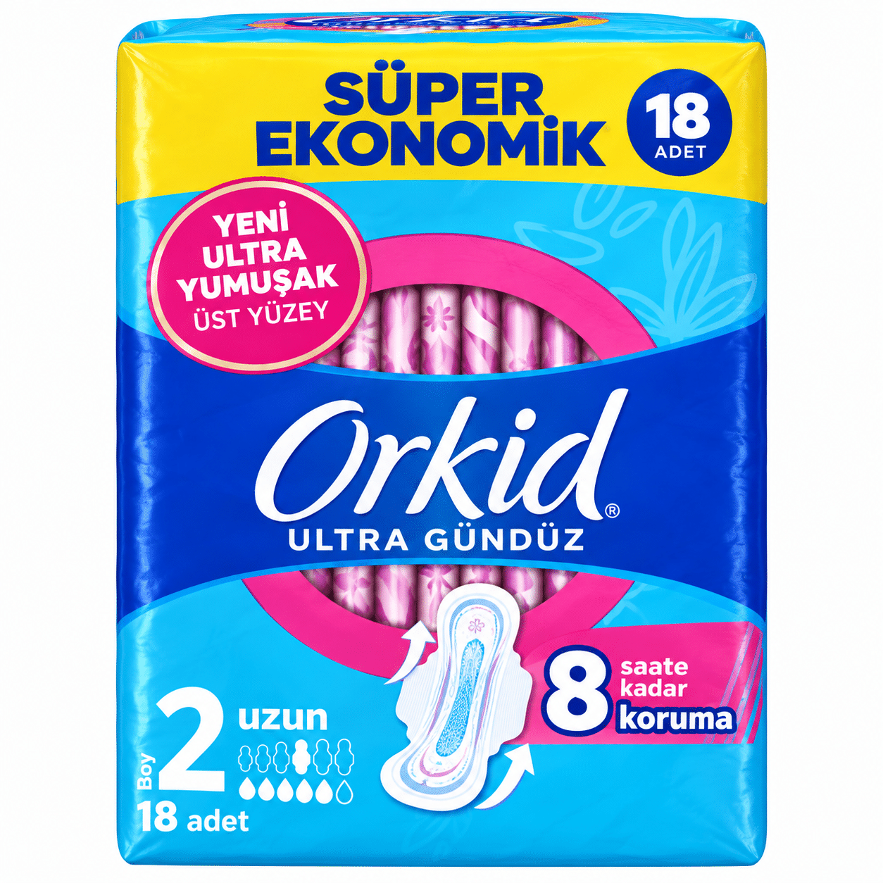 b7ad91b7-4219-4e21-b562-612b5215e6d4 (1) نوار بهداشتی ارکید Orkid Ultra Gündüz Uzun سایز 2 بسته 18 عددی - تصویر 1