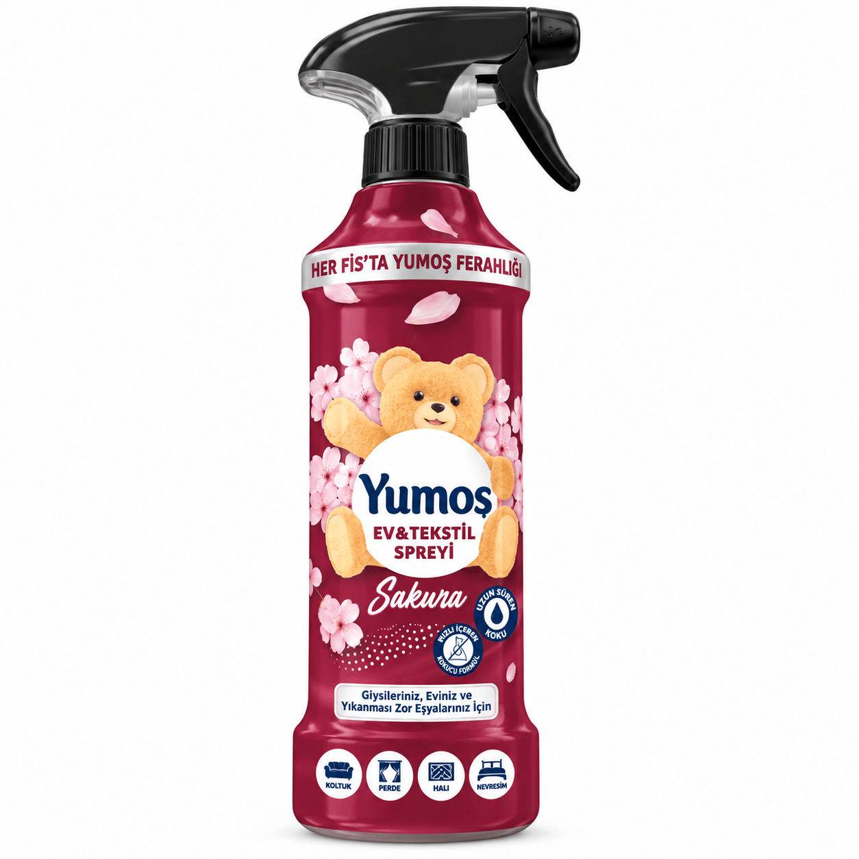 e7fe1034-26f7-42f4-8a18-f70b8ccac5fb اسپری خوشبوکننده لباس و منسوجات یوموش Yumoş Sakura رایحه شکوفه ساکورا - تصویر 1