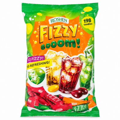آبنبات گازدار روشن Roshen Fizzy Boom میکس طعم‌ها بسته 1 کیلوگرمی