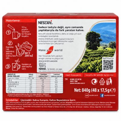 قهوه فوری نسکافه Nescafé 3ü1 Arada Original بسته 48 عددی وزن 840 گرم - تصویر 2