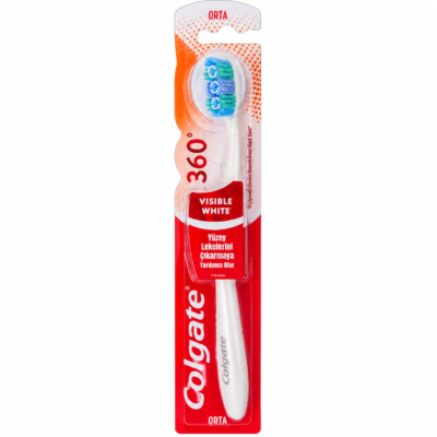مسواک سفیدکننده کلگیت Colgate 360° Visible White با سختی متوسط