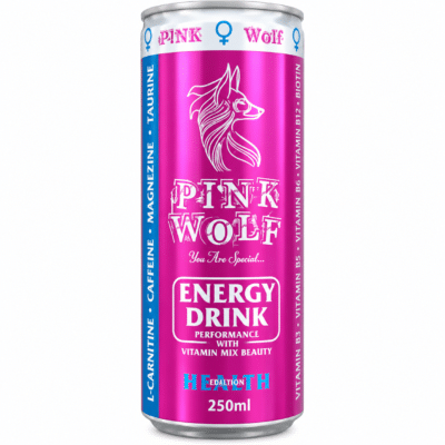 نوشیدنی انرژی‌زا پینک ولف Pink Wolf Health Edition حاوی کلاژن، کافئین و ویتامین‌ها حجم 250 میلی‌لیتر