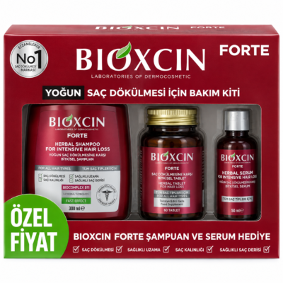 پک مراقبت ضد ریزش مو بیوکسین Bioxcin Forte شامل شامپو، سرم و Keratin Complex