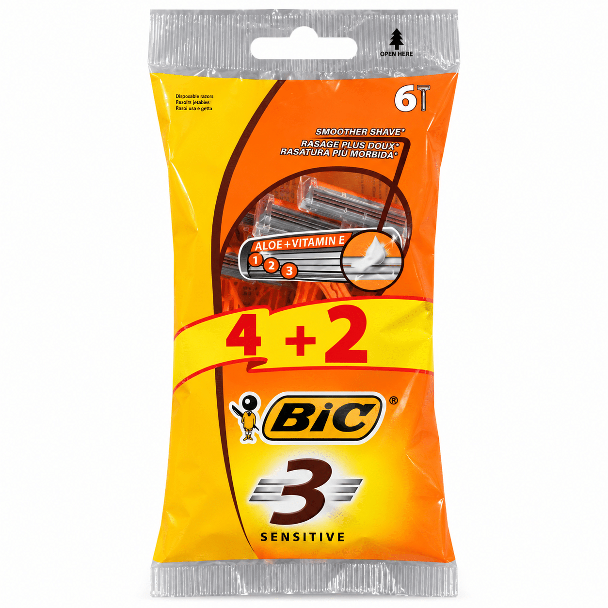 ژیلت 3 تیغه بیک BIC 3 Sensitive بسته 6 عددی (4+2) ژیلت 3 تیغه بیک BIC 3 Sensitive بسته 6 عددی (4+2) - تصویر 1